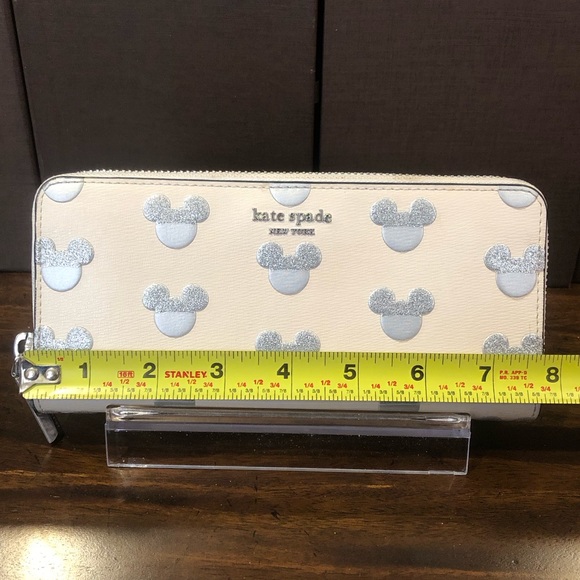KATE SPADE x DISNEY Silver Mickey Mouse Embossed Full Zipper Continental Wallet - Picture 10 of 17